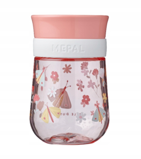 Mepal Mio Flowers & Butterflies tréningový pohár 300 ml ružový